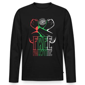 Free Palestine Bismillah Basmala Palästina Gaza - T-shirt manches longues Premium bio Homme - noir - Devant - Nico (187cm)