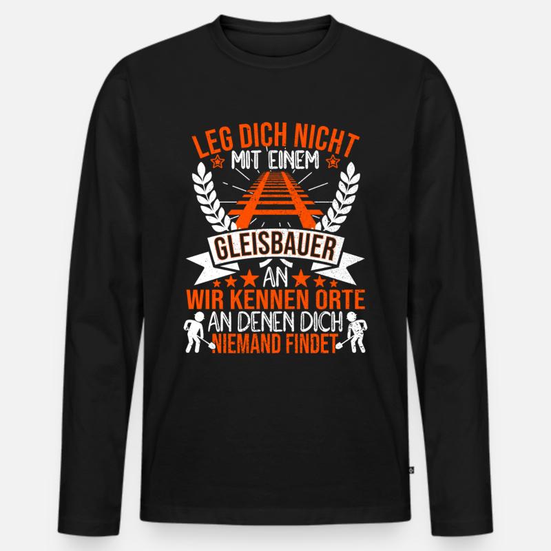 Gleisbauer Gleisbauarbeiter Schienenarbeiter - Männer Premium Bio Langarmshirt - Schwarz