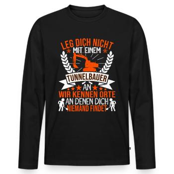 Tunnelbauer Tunnelbau Tunnel Schacht Mineur - Männer Premium Bio Langarmshirt - Schwarz - Vorne - Nico (187cm)