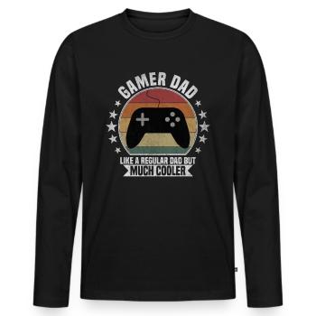 Gamer Papa - T-shirt manches longues Premium bio Homme - noir - Devant - Nico (187cm)
