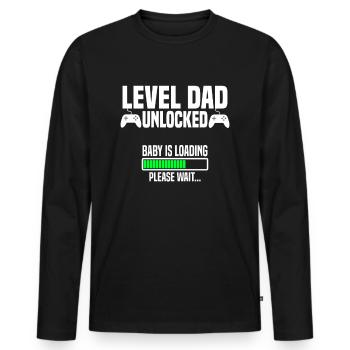 Level Dad unlocked - Männer Premium Bio Langarmshirt - Schwarz - Vorne - Nico (187cm)