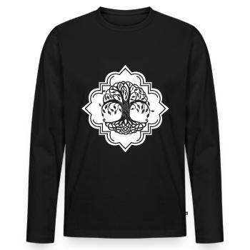 Yggdrasil Arbre du monde Arbre de vie Vikings - T-shirt manches longues Premium bio Homme - noir - Devant - Nico (187cm)