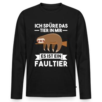 Ich Spüre Das Tier In Mir Es Ist ein Faultier - Männer Premium Bio Langarmshirt - Schwarz - Vorne - Nico (187cm)