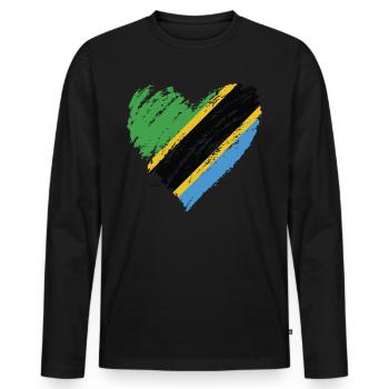tanzania - Men's Premium Organic Long Sleeve Shirt - black - Front - Nico (187cm)