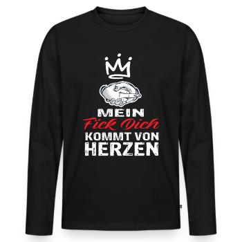Mein Fick Dich Kommt Von Herzen - Fick Dich - Männer Premium Bio Langarmshirt - Schwarz - Vorne - Nico (187cm)