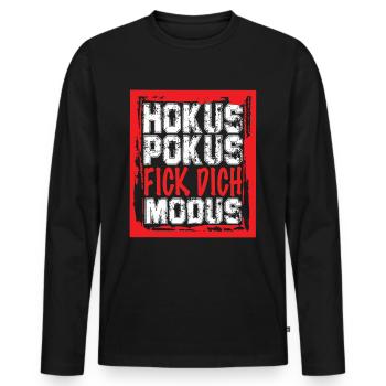 Hokus Pokus Fick dich Modus Lustige Sprüche Ironie - Männer Premium Bio Langarmshirt - Schwarz - Vorne - Nico (187cm)