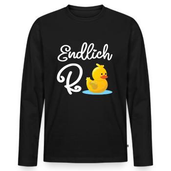 Endlich Rentnerin - Endlich Rente Ente - Männer Premium Bio Langarmshirt - Schwarz - Vorne - Nico (187cm)