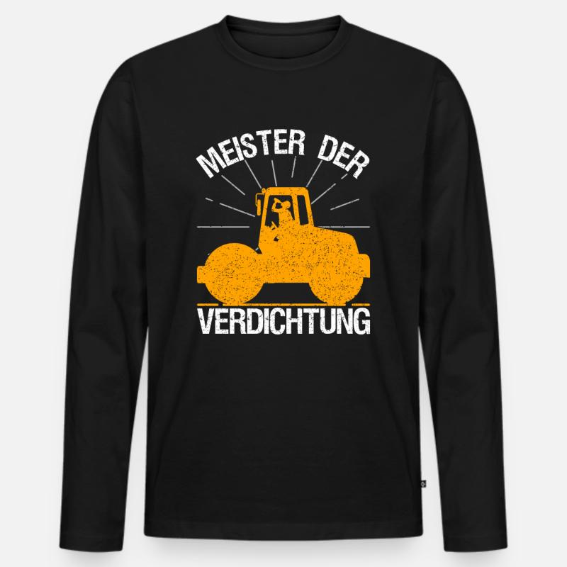 Straßenbauer Bauarbeiter Asphaltierer Straßenbau - Männer Premium Bio Langarmshirt - Schwarz