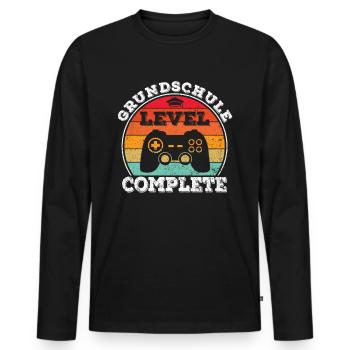 Grundschule Level Grundschüler Abschluss Abgänger - Männer Premium Bio Langarmshirt - Schwarz - Vorne - Nico (187cm)