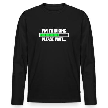 I m thinking, please wait - Männer Premium Bio Langarmshirt - Schwarz - Vorne - Nico (187cm)