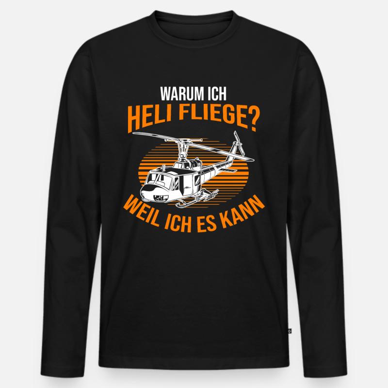 Helikopter Hubschrauber Pilot Hubschrauberpilot - Männer Premium Bio Langarmshirt - Schwarz