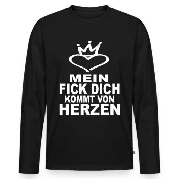 Mein Fick Dich Kommt Von Herzen - Lustige Sprüche - Männer Premium Bio Langarmshirt - Schwarz - Vorne - Nico (187cm)