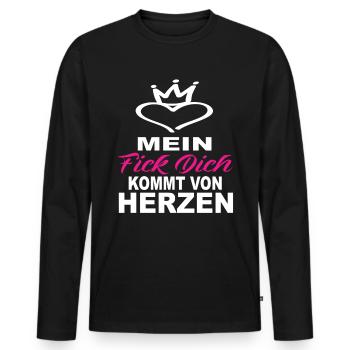 Mein Fick Dich Kommt Von Herzen - Fick Dich - Männer Premium Bio Langarmshirt - Schwarz - Vorne - Nico (187cm)