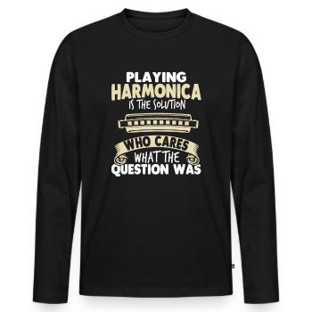 Harmonica Jazz Harmonica Girls - Men's Premium Organic Long Sleeve Shirt - black - Front - Nico (187cm)