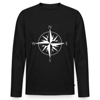 Wind Rose Cardinal Directions Boussole maritime - T-shirt manches longues Premium bio Homme - noir - Devant - Nico (187cm)