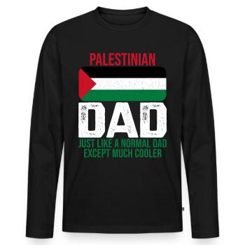Palestinian Dad drapeau palestine pour la fête des pères - T-shirt manches longues Premium bio Homme - noir - Devant - Nico (187cm)
