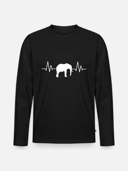 Elefanten Herzschlag - Männer Premium Bio Langarmshirt - Schwarz