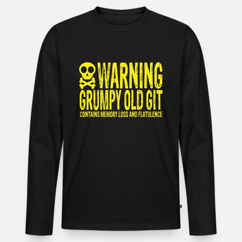 Warning Grumpy Old Git - Männer Premium Bio Langarmshirt - Schwarz