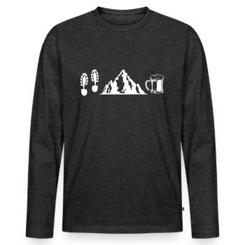 Wandern Berge Bier - Männer Premium Bio Langarmshirt - Anthrazit meliert - Vorne - Nico (187cm)