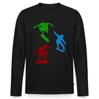 Skate skater - T-shirt manches longues Premium bio Homme - noir - Devant - Nico (187cm)