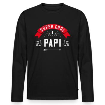 Super cool papi - T shirt papi fête grand-pères - T-shirt manches longues Premium bio Homme - noir - Devant - Nico (187cm)