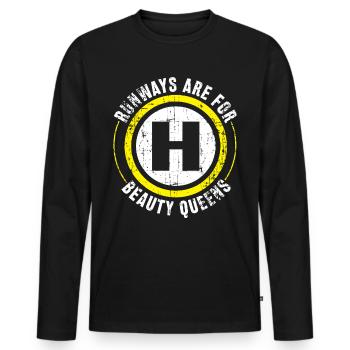 Helicopter Pilot Geschenk - Men's Premium Organic Long Sleeve Shirt - black - Front - Nico (187cm)