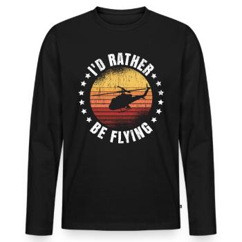 Helicopter Pilot Geschenk - Men's Premium Organic Long Sleeve Shirt - black - Front - Nico (187cm)