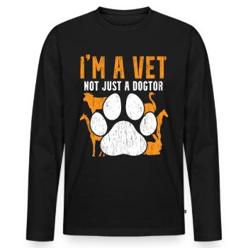 Je ne suis pas seulement dogtor. - T-shirt manches longues Premium bio Homme - noir - Devant - Nico (187cm)