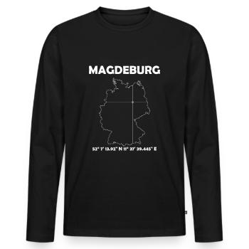Magdeburg Map - Men's Premium Organic Long Sleeve Shirt - black - Front - Nico (187cm)