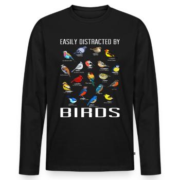 Bird Watching Orinthologist Birdwatching Gift - Men's Premium Organic Long Sleeve Shirt - black - Front - Nico (187cm)