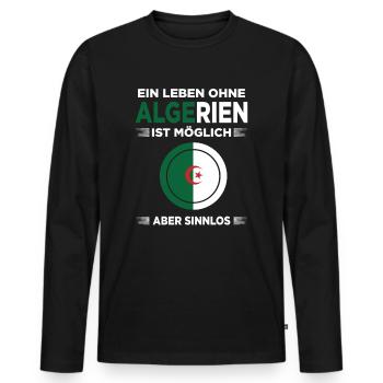 Algerien Algerisch Algerische Flagge Algeria - Männer Premium Bio Langarmshirt - Schwarz - Vorne - Nico (187cm)