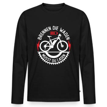 E-Bike MTB und Fahrrad mit Cyclist auf Tour test - Männer Premium Bio Langarmshirt - Schwarz - Vorne - Nico (187cm)