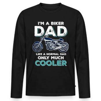 Biker Dad- Motorcycling Saying Papa cool father - Men's Premium Organic Long Sleeve Shirt - black - Front - Nico (187cm)