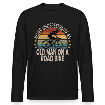 Vélo de course Cyclisme Vélo Cadeau - T-shirt manches longues Premium bio Homme - noir - Devant - Nico (187cm)