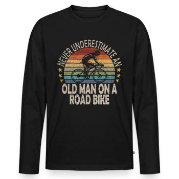 Vélo de course Cyclisme Vélo Cadeau - T-shirt manches longues Premium bio Homme - noir - Devant - Nico (187cm)