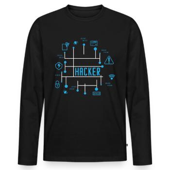 Hacker - Männer Premium Bio Langarmshirt - Schwarz - Vorne - Nico (187cm)
