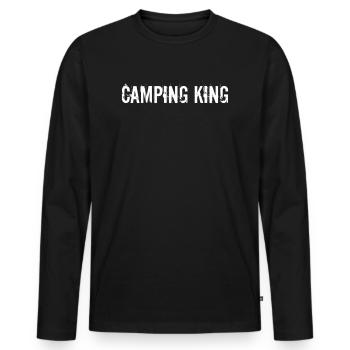 Camping - Camping King - Männer Premium Bio Langarmshirt - Schwarz - Vorne - Nico (187cm)