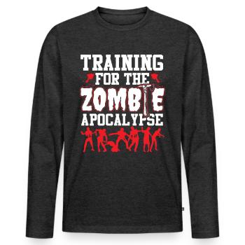 Entraînement pour Zombie Apocalypse - T-shirt manches longues Premium bio Homme - anthracite chiné - Devant - Nico (187cm)