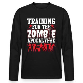Training for Zombie Apocalypse - Men's Premium Organic Long Sleeve Shirt - black - Front - Nico (187cm)