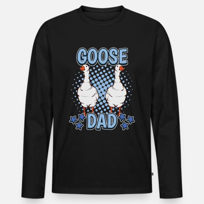 Gänse Goose Dad - Männer Premium Bio Langarmshirt - Schwarz