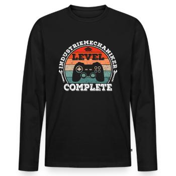 Industriemechaniker Ausbildung beendet Level - Männer Premium Bio Langarmshirt - Schwarz - Vorne - Nico (187cm)