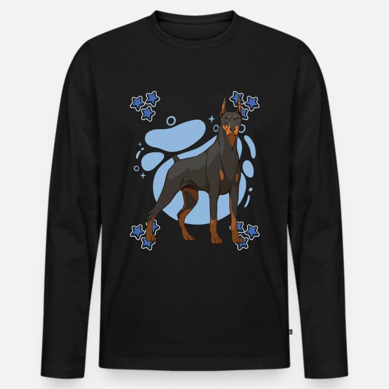 Dobermann Doberman Blue Design - Männer Premium Bio Langarmshirt - Schwarz