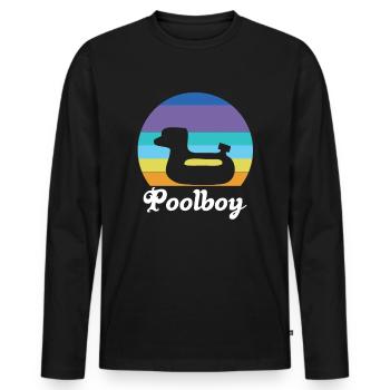 Poolboy Pool Bademeister Schwimmen - Männer Premium Bio Langarmshirt - Schwarz - Vorne - Nico (187cm)