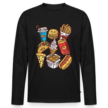 Junk Food Ungesundes Essen Fast Food - Männer Premium Bio Langarmshirt - Schwarz - Vorne - Nico (187cm)