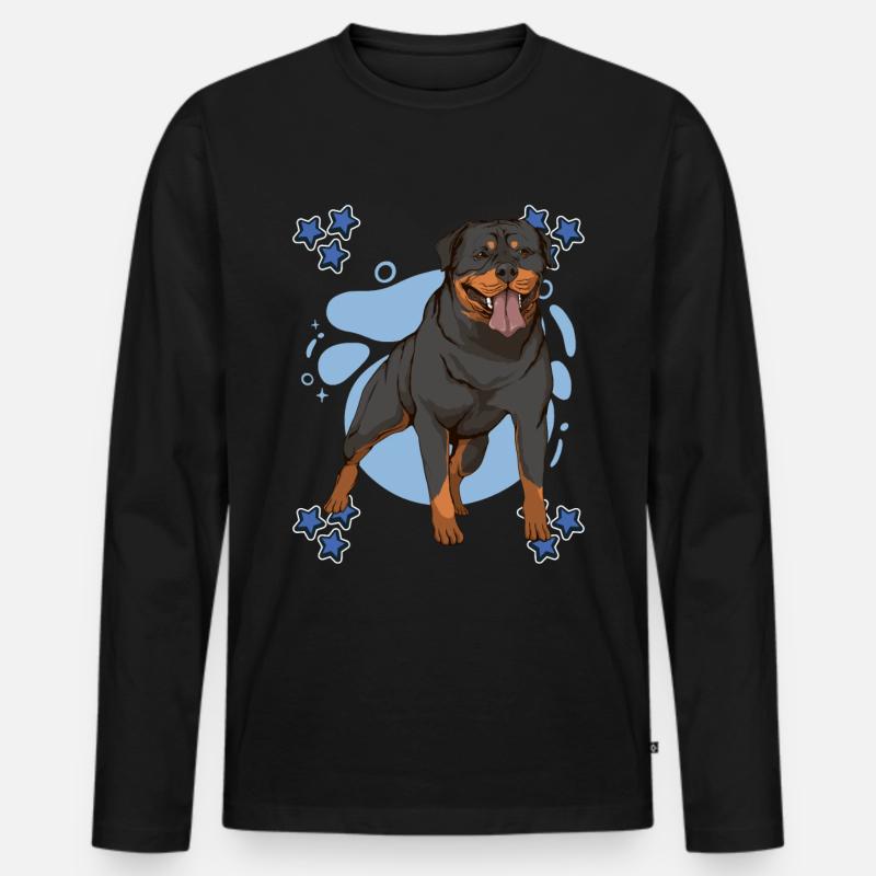 Rottweiler Blue Design - Männer Premium Bio Langarmshirt - Schwarz