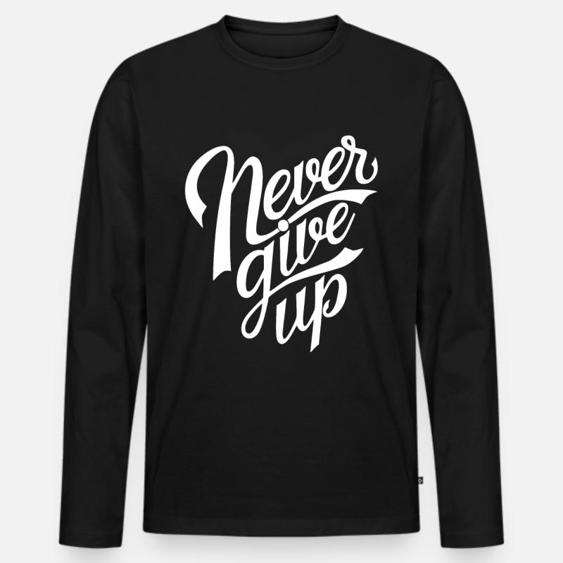 Never Give Up - Männer Premium Bio Langarmshirt - Schwarz