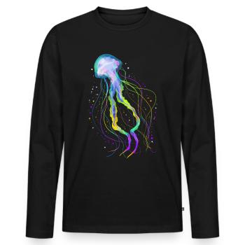 Colorful Ocean Jellyfish - Psychedelic Jellyfish - Men's Premium Organic Long Sleeve Shirt - black - Front - Nico (187cm)
