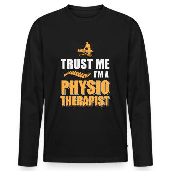 Trust me, je suis physiothérapeute - T-shirt manches longues Premium bio Homme - noir - Devant - Nico (187cm)