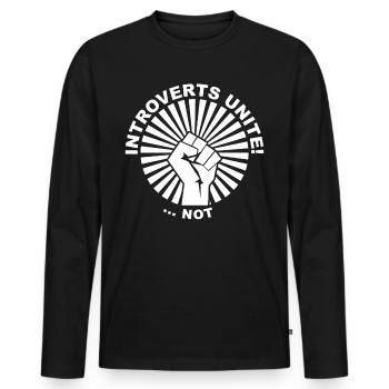 Introverts Unite Lustiger Introvertierter Spruch - Männer Premium Bio Langarmshirt - Schwarz - Vorne - Nico (187cm)