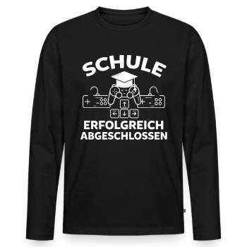 Gamer Zocker Gymnasium School Leaving Certificate - Men's Premium Organic Long Sleeve Shirt - black - Front - Nico (187cm)